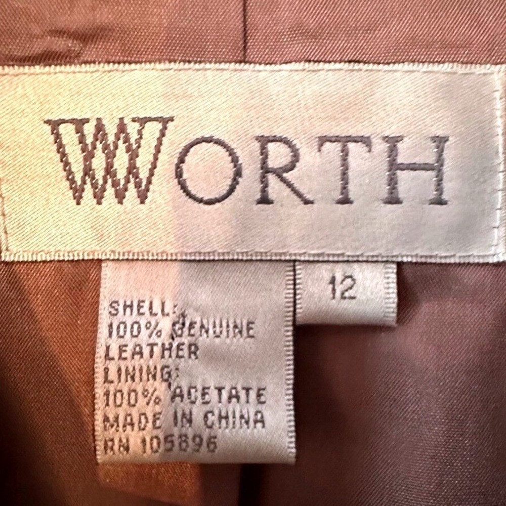 Worth Womens Pastel Purple Genuine Leather Patchwork Button Front Jacket Size 12 - Picture 5 of 12